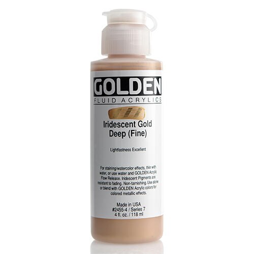 Golden, Fluid Acrylic, Paint, 4oz, Iridescent Gold Deep (Fine)